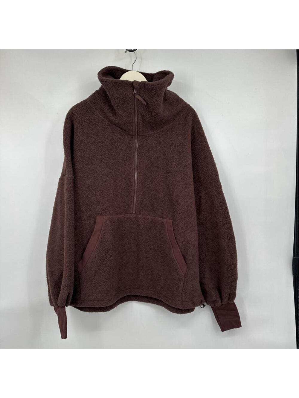 Women's PopFlex NWT Big Hug Fleece Half Zip Brown Jacket L/XL